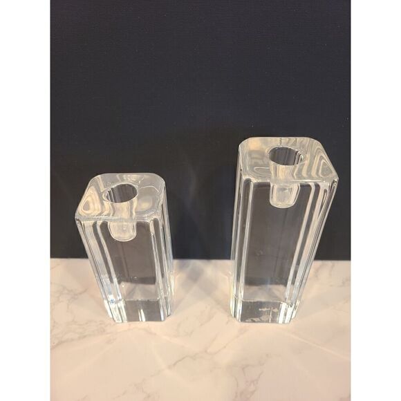 Kosta Boda Anna Ehrner Candleholders Swedish crystal Pillar Set Number Signed - Picture 7 of 11